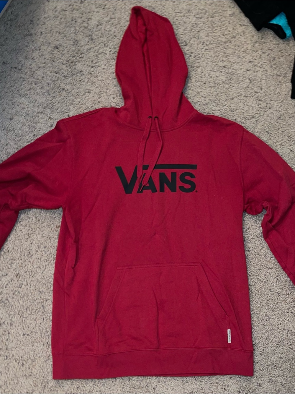 Vans Men's Red Crewneck Hoodie with Black Logo